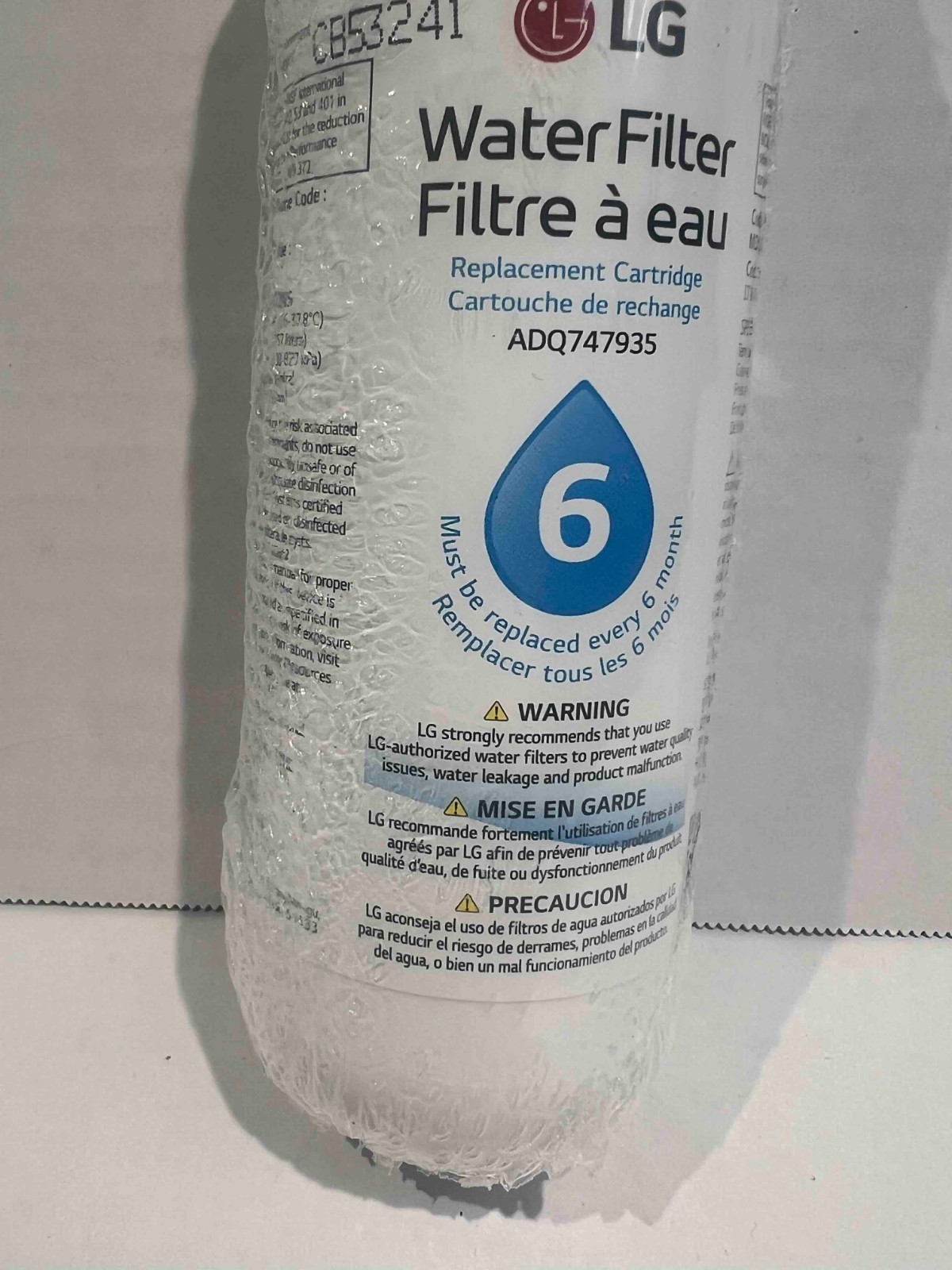 LG ADQ747935 LT1000P Refrigerator Water Filter Genuine OEM Replacement Cartridge