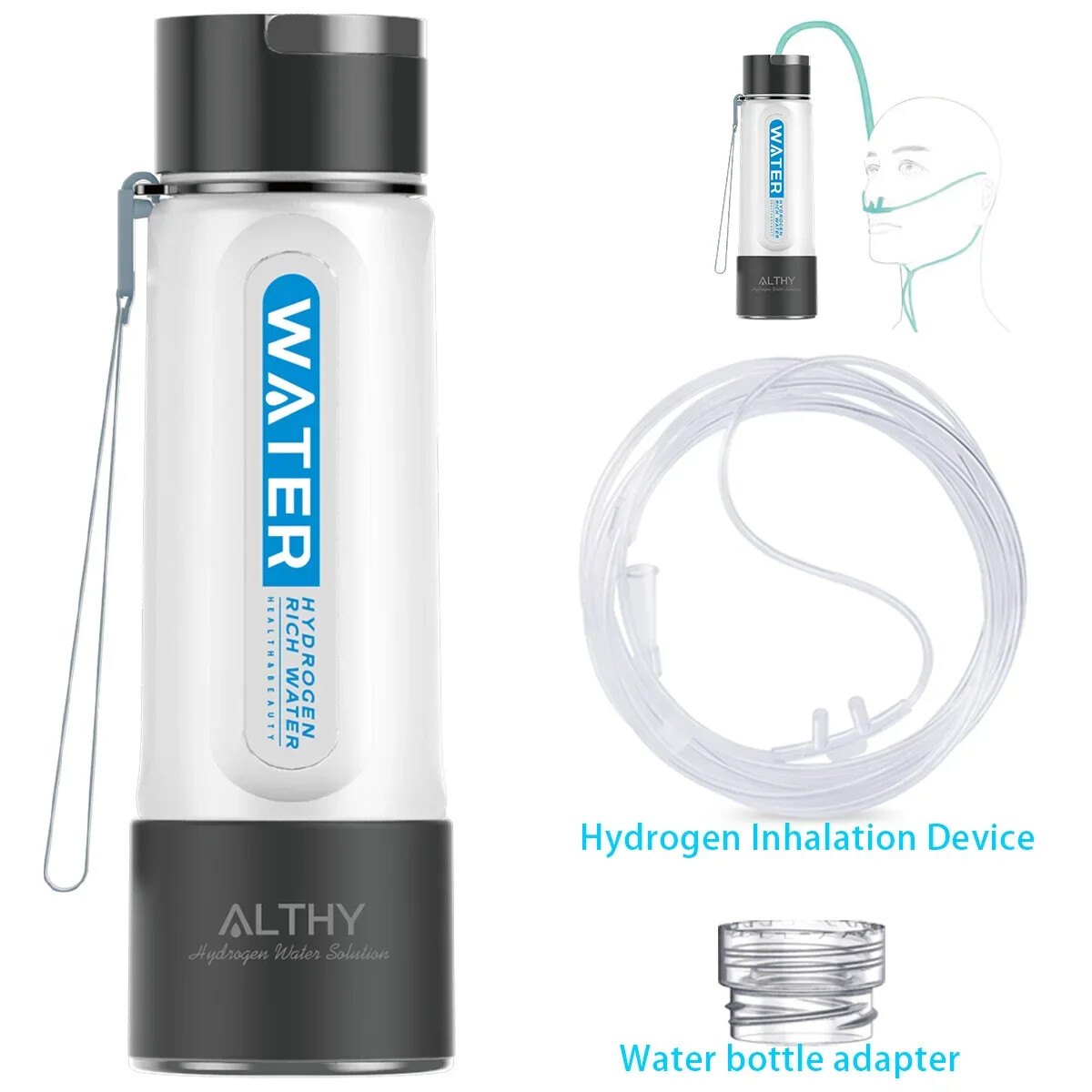 ALTHY Hydrogen Water Generator Bottle SPE+PEM Technology, 4000mAh Plus battery