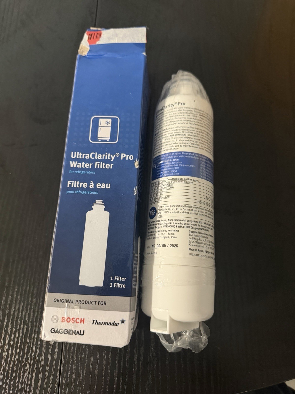 Bosch 11032531 UltraClarity Pro Water Filter Cartridge White for Refrigerators