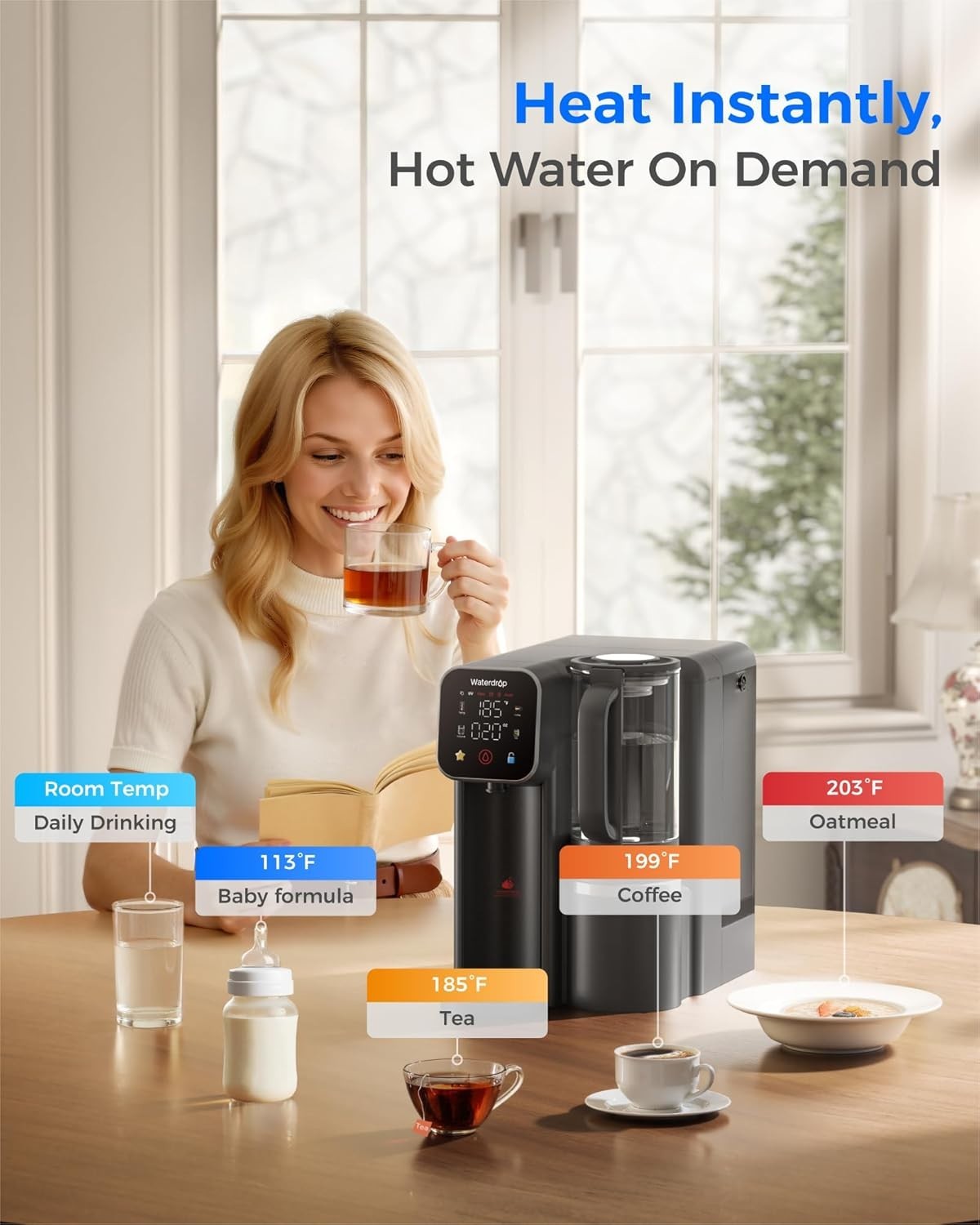 [ Hot and Cold ] Waterdrop WD-A1 Countertop Reverse Osmosis System, 7 Stages