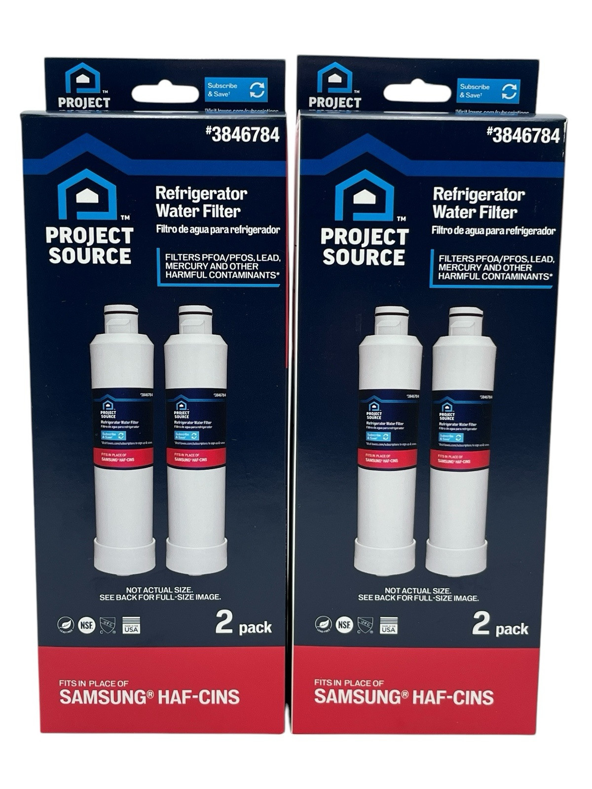 Project Source 3846784 Refrigerator Water Filter 4 Pack (2 Packs Of 2)