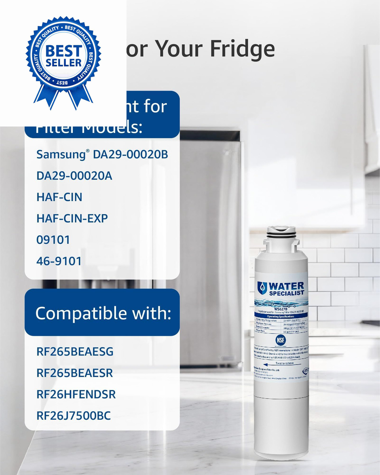 Waterspecialist WS627B Water Filter for 3 Count (Pack of 1), White