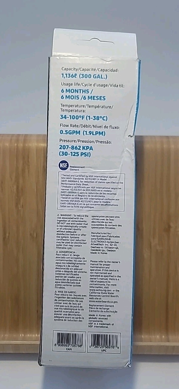 Samsung OEM DA29-00020B HAF-CIN/EXP Refrigerator Water Filter For DA97-08006A-E