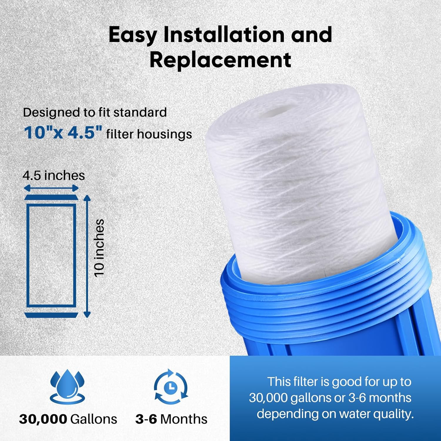 5 Micron Whole House Sediment Filter – 4 Pack, Fits Multiple Models