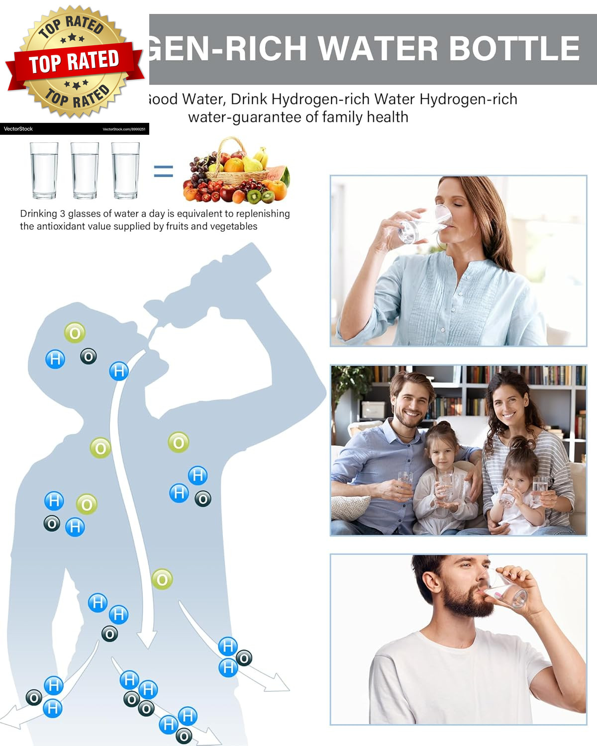 2026 Upgraded Hydrogen Water Bottle 1600-2000 Hydrogen Water Bottle Generator Hy