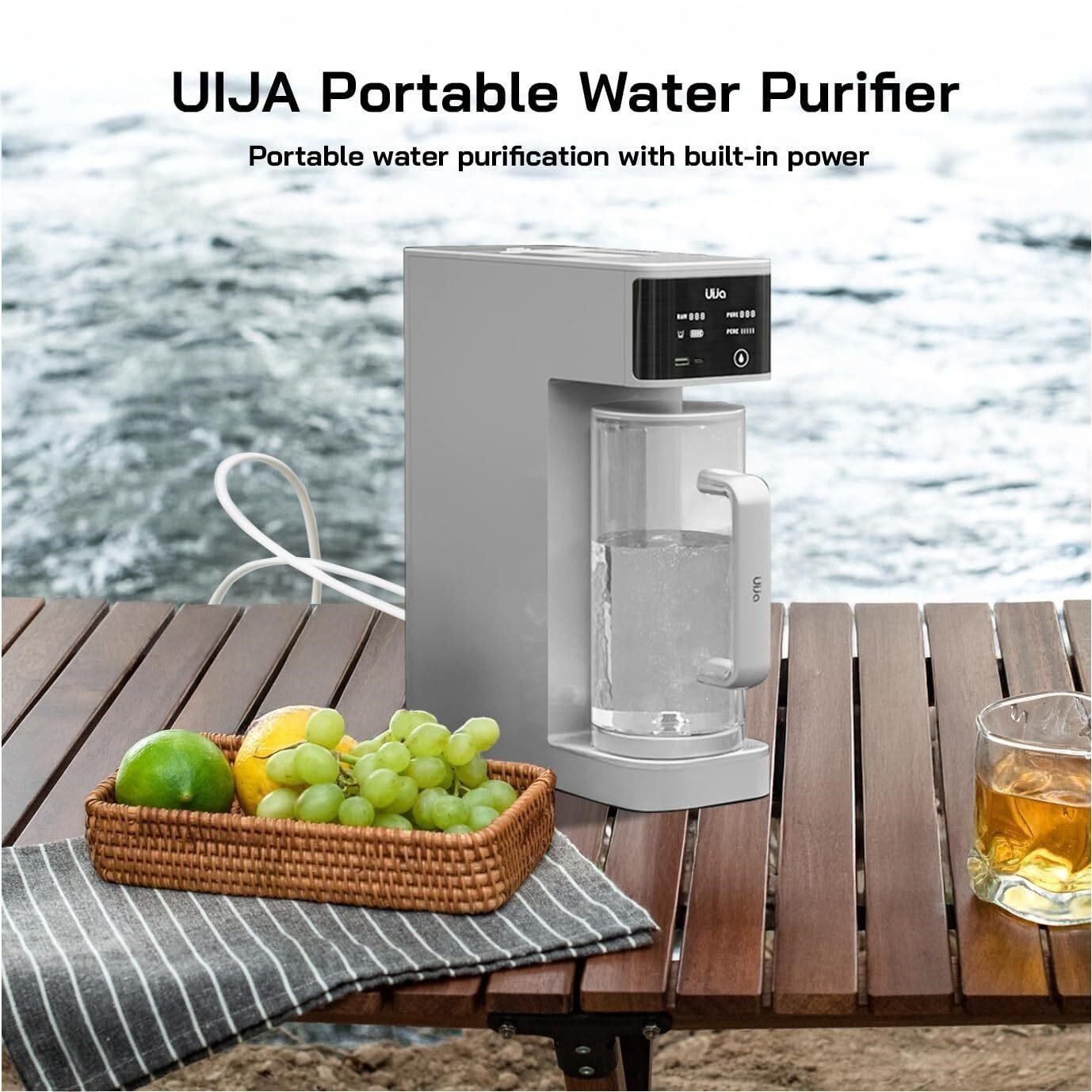 Reverse Osmosis Countertop Water Filter Portable 5-Stage White Built In Battery