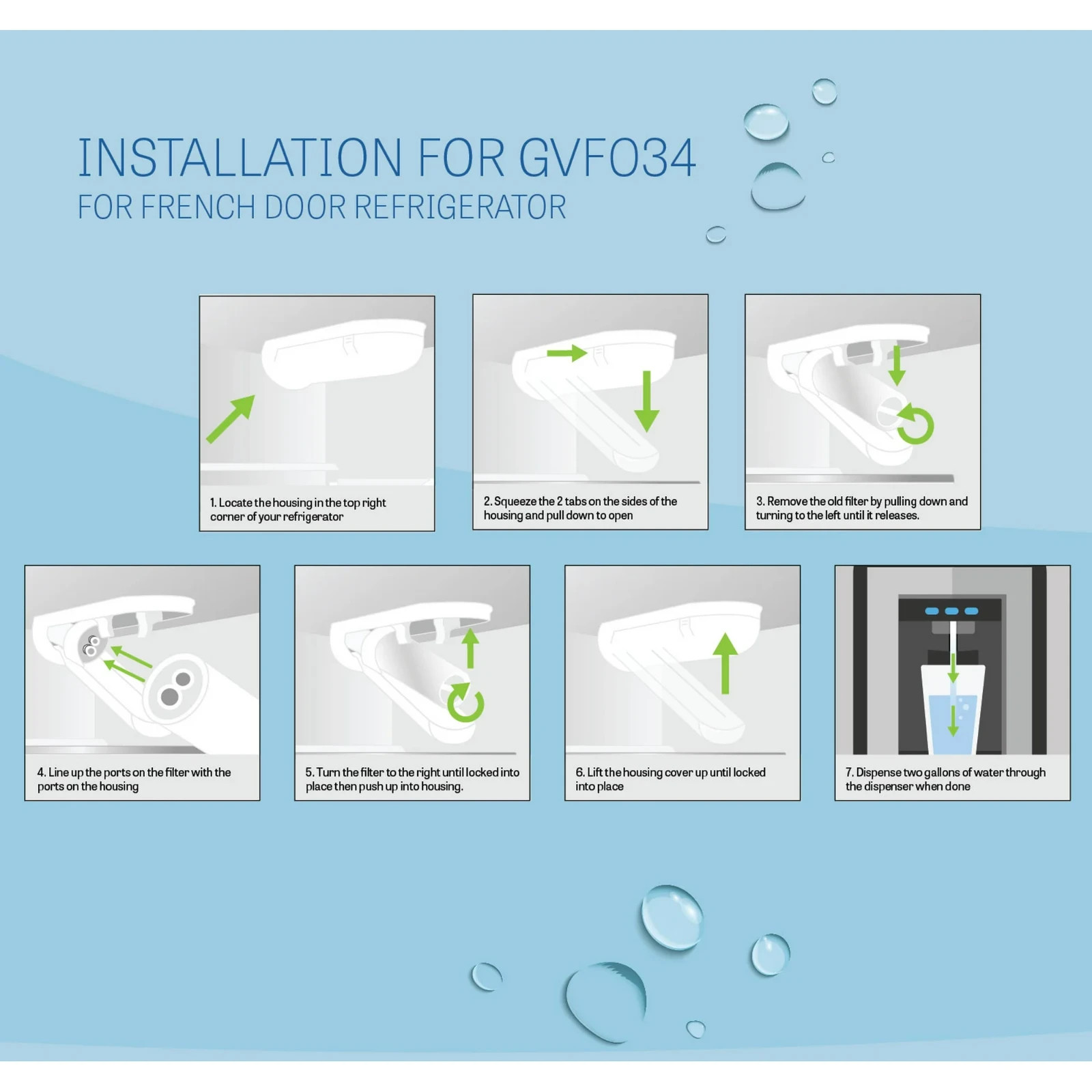 2 Pk Refridgerator Water Filter Replaces XWF-Compatible w/GE- Great Value GVF034
