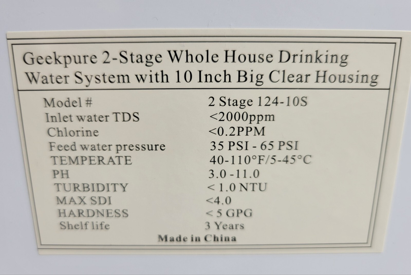Geekpure 2 Stage Whole House Water Filter System with 10-Inch Big Clear Housing