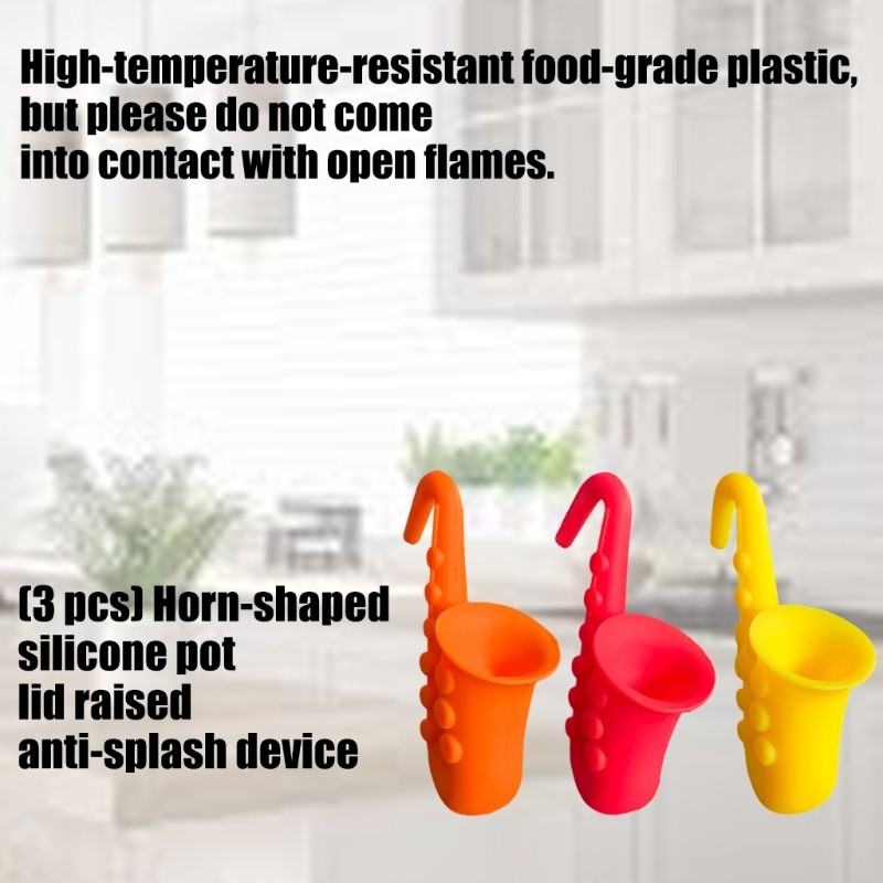 3Pcs Universal Silicones Pot Lid Lifter Saxophone Shape For Multiple Cookware
