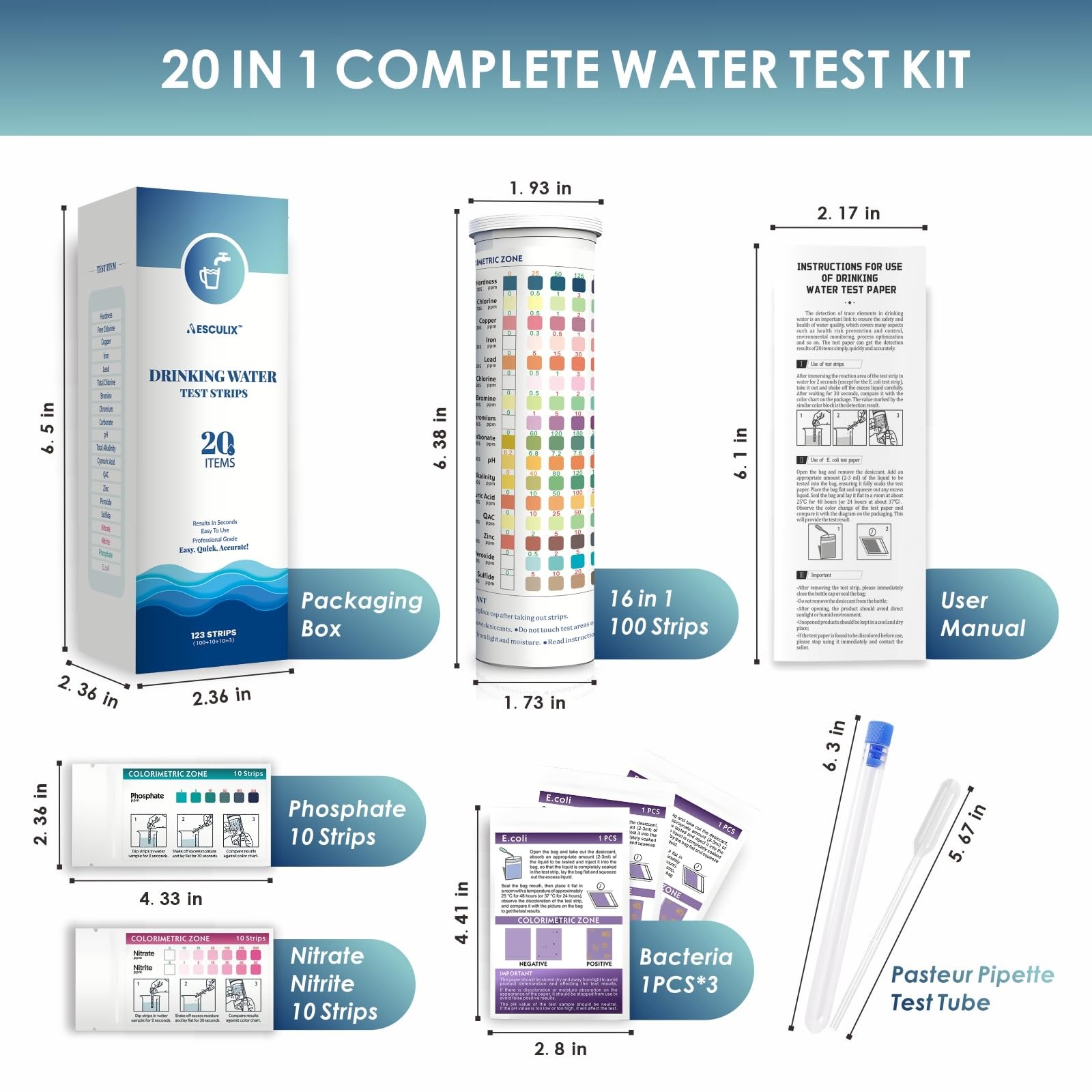20 in 1 Water Tester for Drinking Water, Well Testing Kit, Suitable…