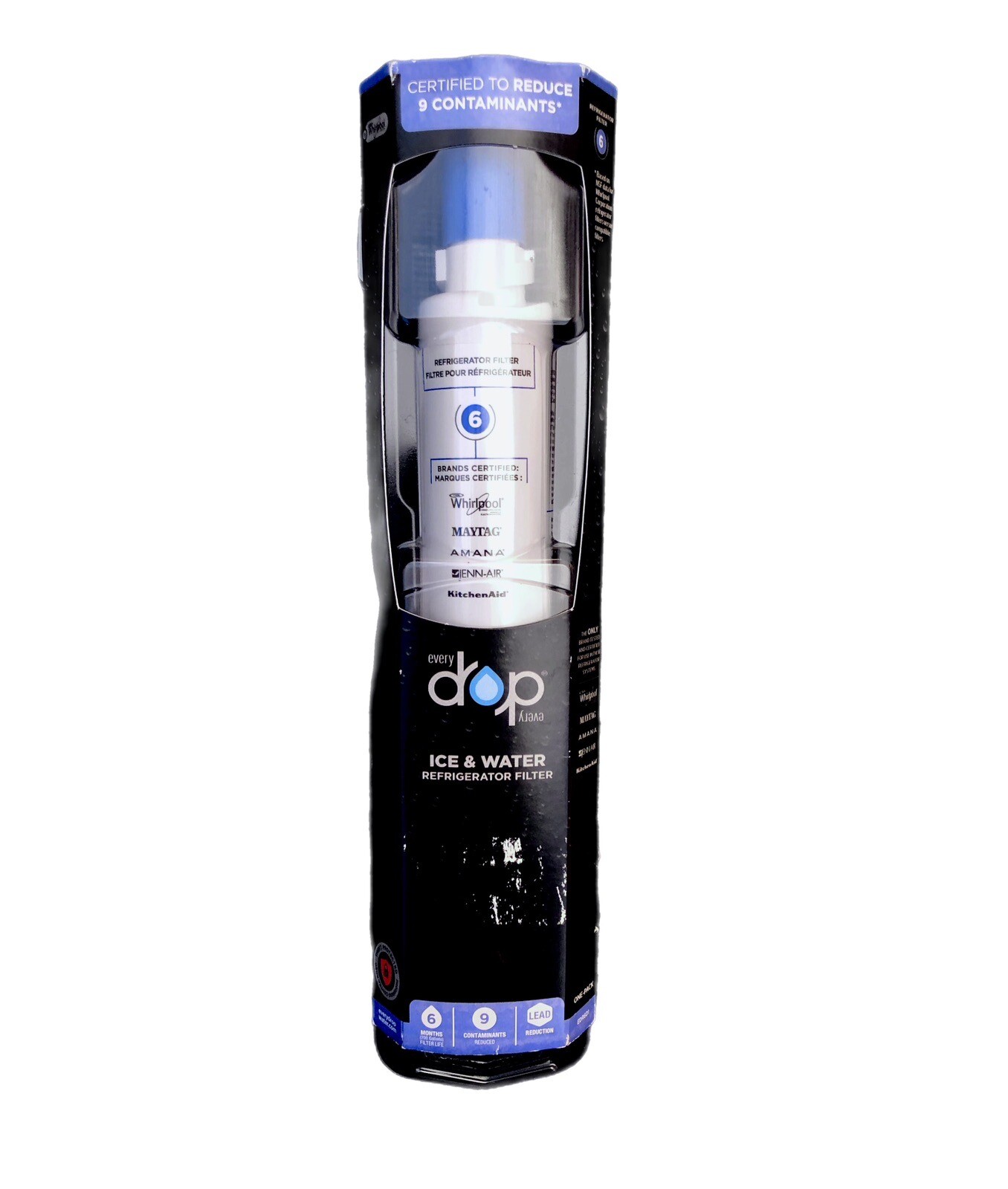 Everydrop Ice Water Refrigerator Filter 6 EDR6D1 Whirlpool 9 Contaminate Reducer