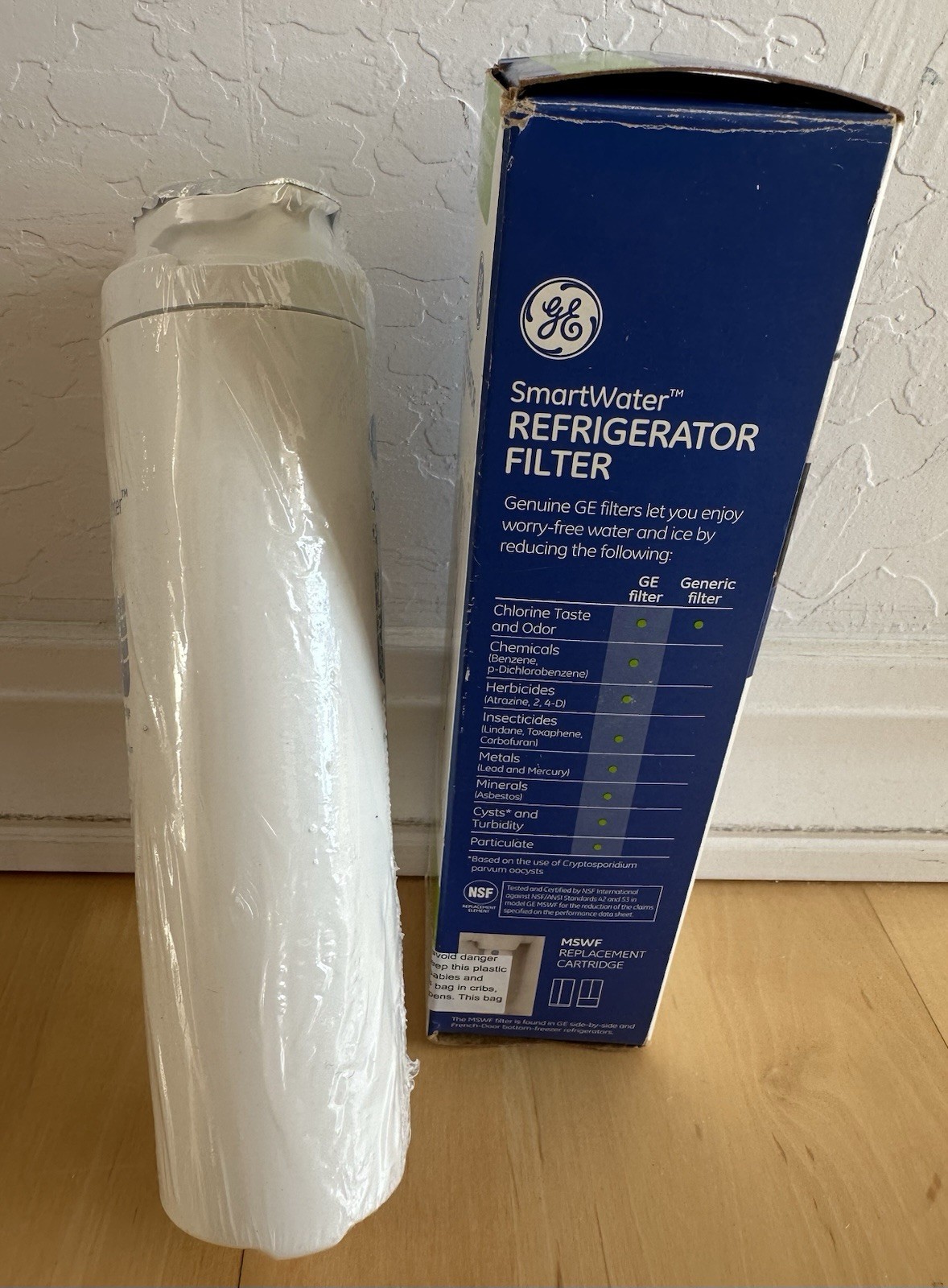 GE MSWF refrigerator water filter replacement SmartWater filter new