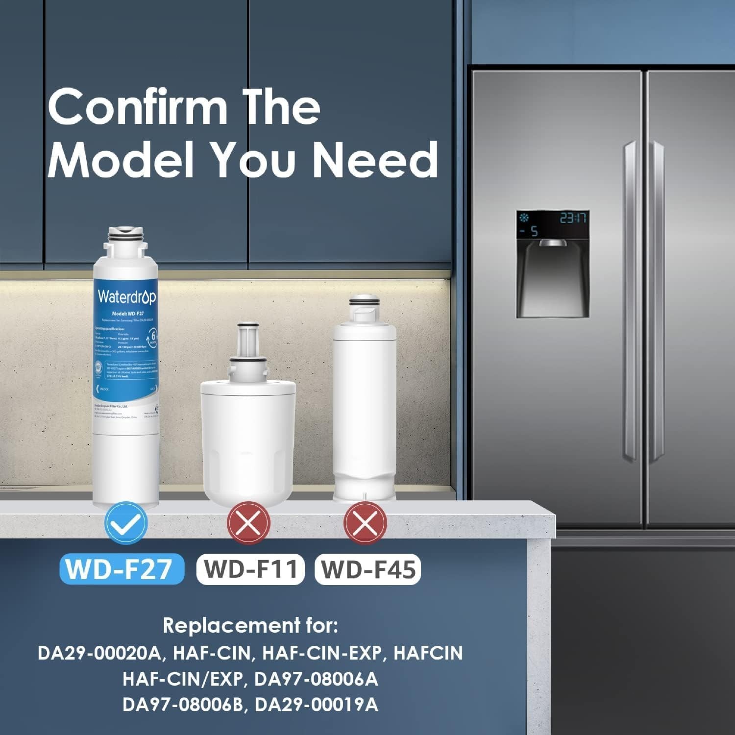 Waterdrop DA29-00020B Refrigerator Water Filter, Replacement for Samsung HAF-CIN