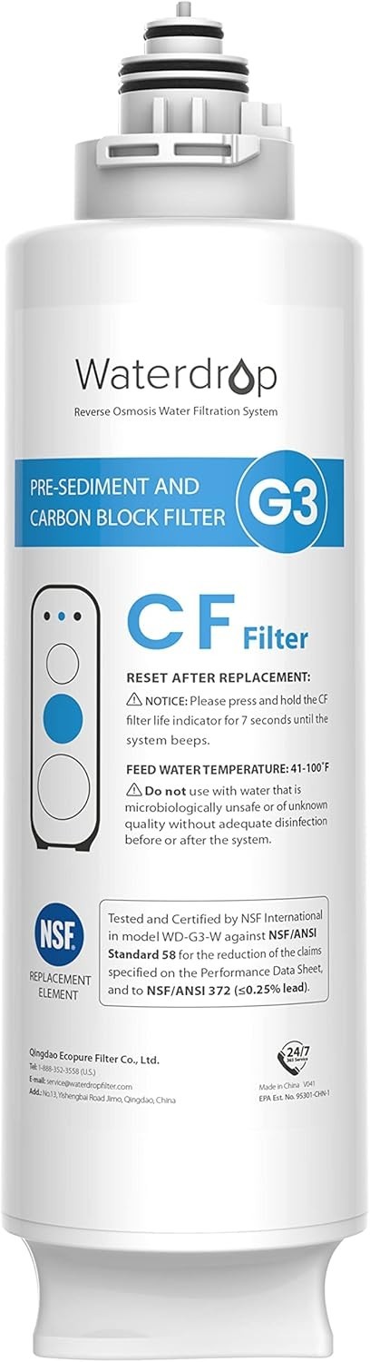 Waterdrop G3-N1CF Filter, Replacement for Waterdrop G3-W & G3P600 & G3P800