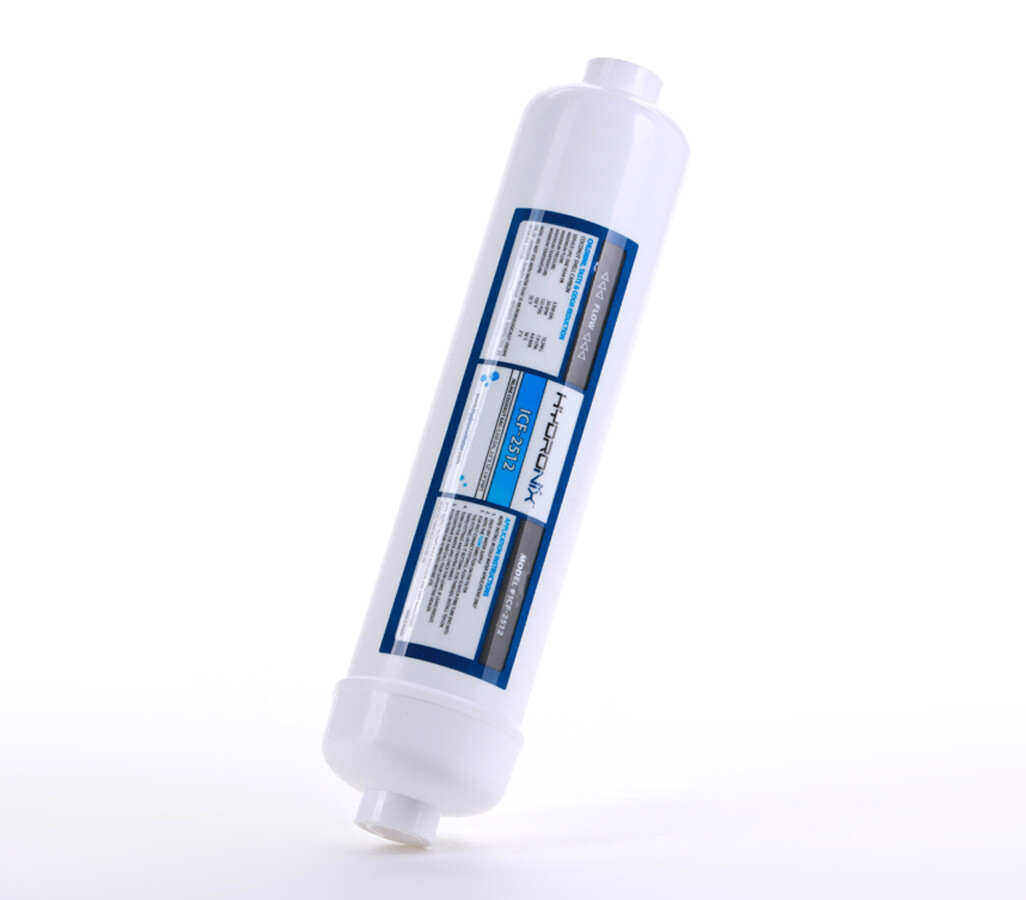 Inline RO Post Fridge Ice Coconut GAC Water Filter, 3500 Gal, 1/4″ NPT Ports