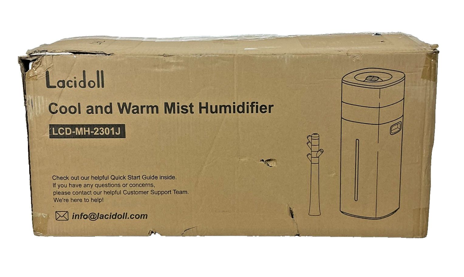 Lacidoll 5.3Gal Cool & Warm Mist Humidifier 2000 sq ft Whole House w/ Tube Black