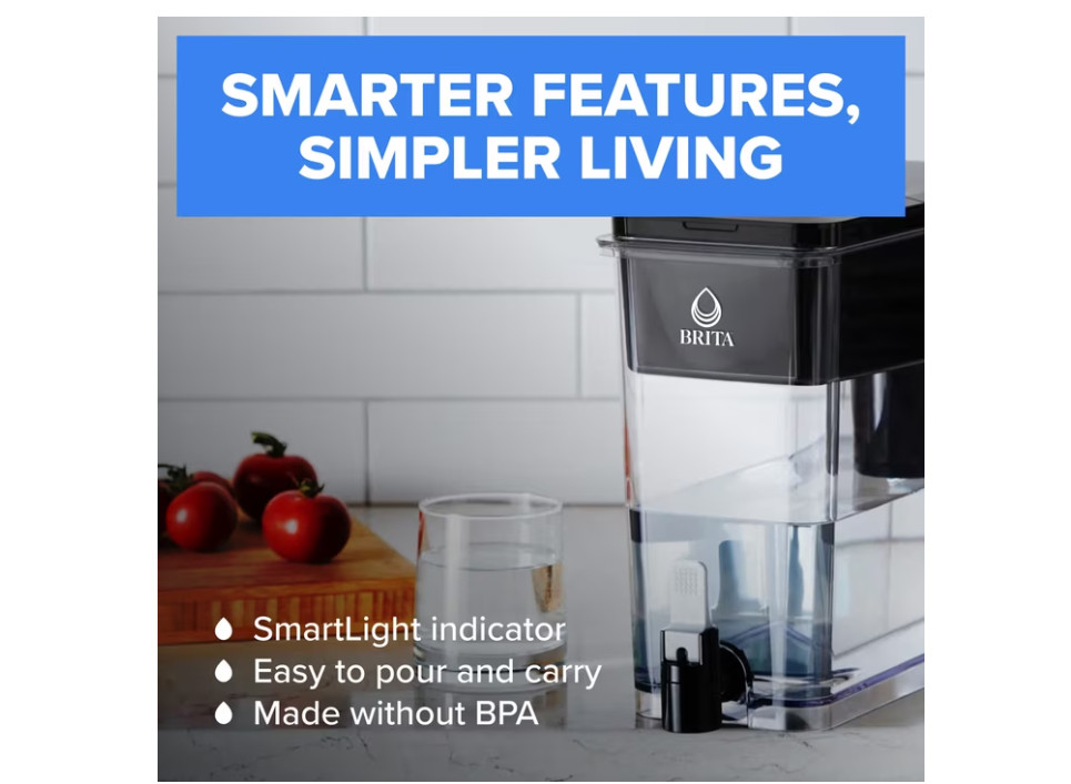 Brita 27-Cup Extra Large Plastic Water Filtration Dispenser, Black, Brita Filter