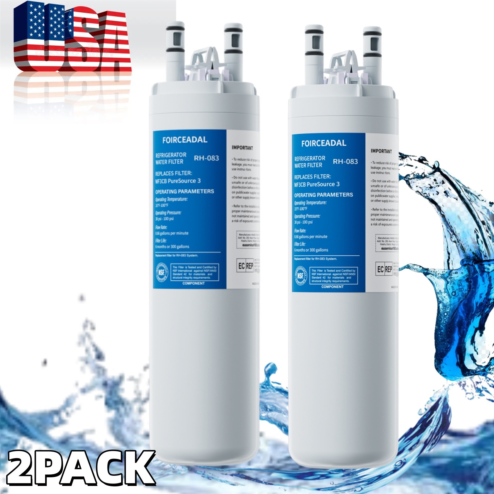 2/4PACK FOR Frigdaire WF3CB PureSource 3 Refrigerator Water Filter US Stock