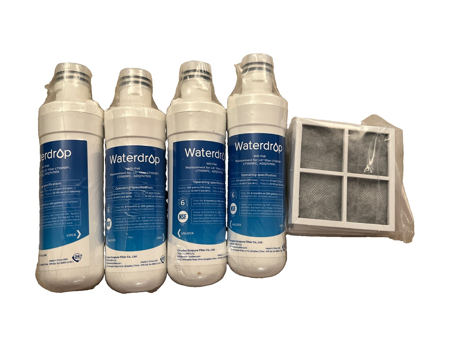Waterdrop F46 Refrigerator Water Filters Replacement for LG® LT1000P® ADQ747935