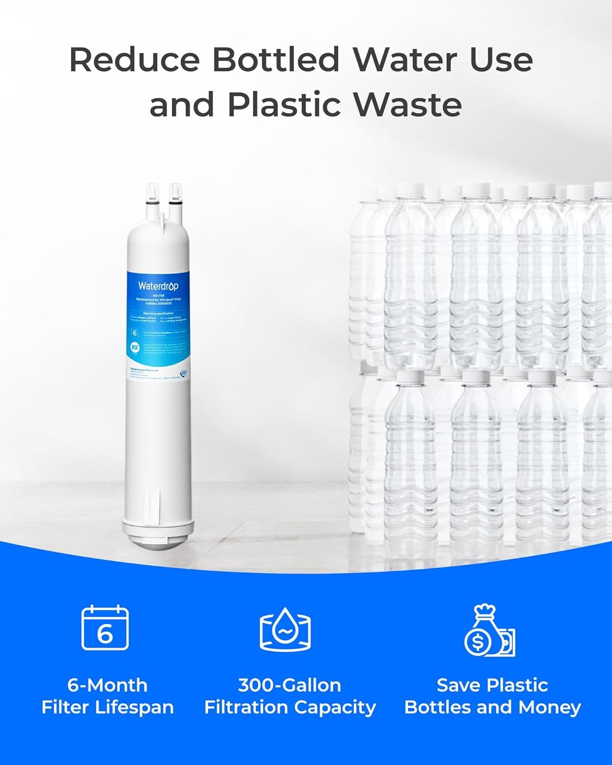 Waterdrop WD-F08 Refrigerator Water Filter, Fits Kenmore® 46-9083, 46-90309