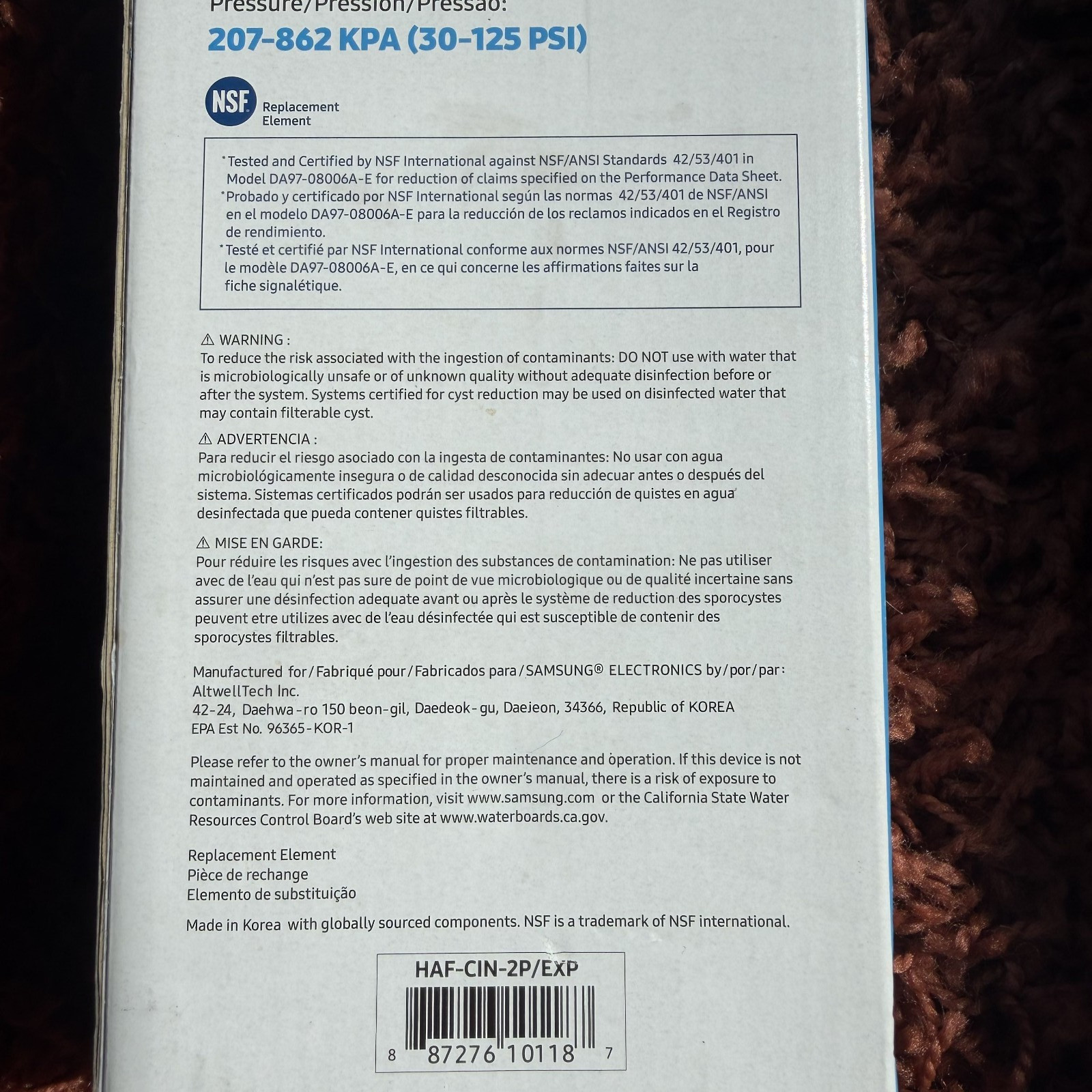 1 PACK Samsung DA29-00020B HAF-CIN/EXP Refrigerator Water Filter New Sealed