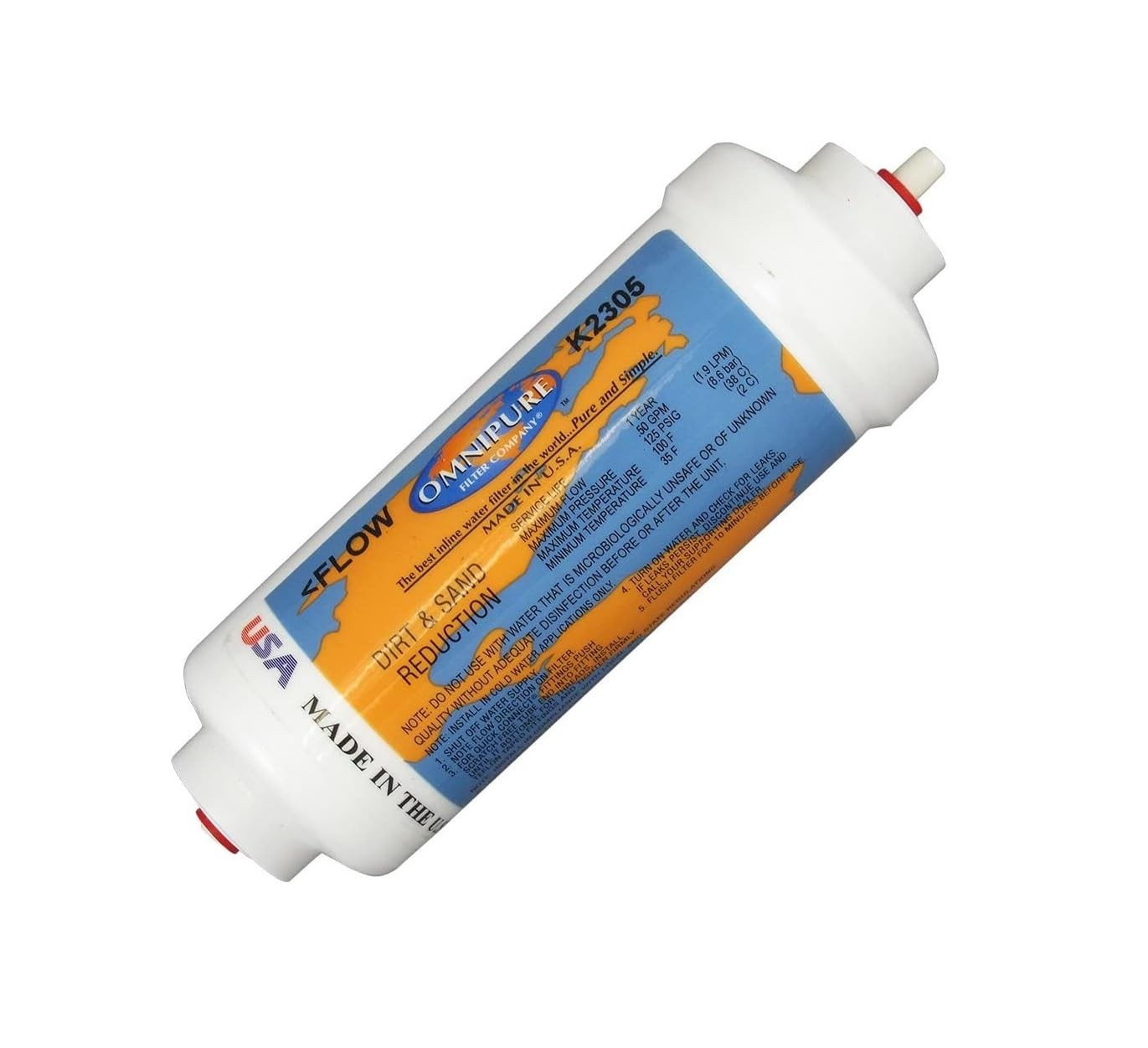 – Omnipure (K2305-JJ) 5 Micron Sediment Inline Filter – 6″ x 2″ and 1/4 OD Jo…