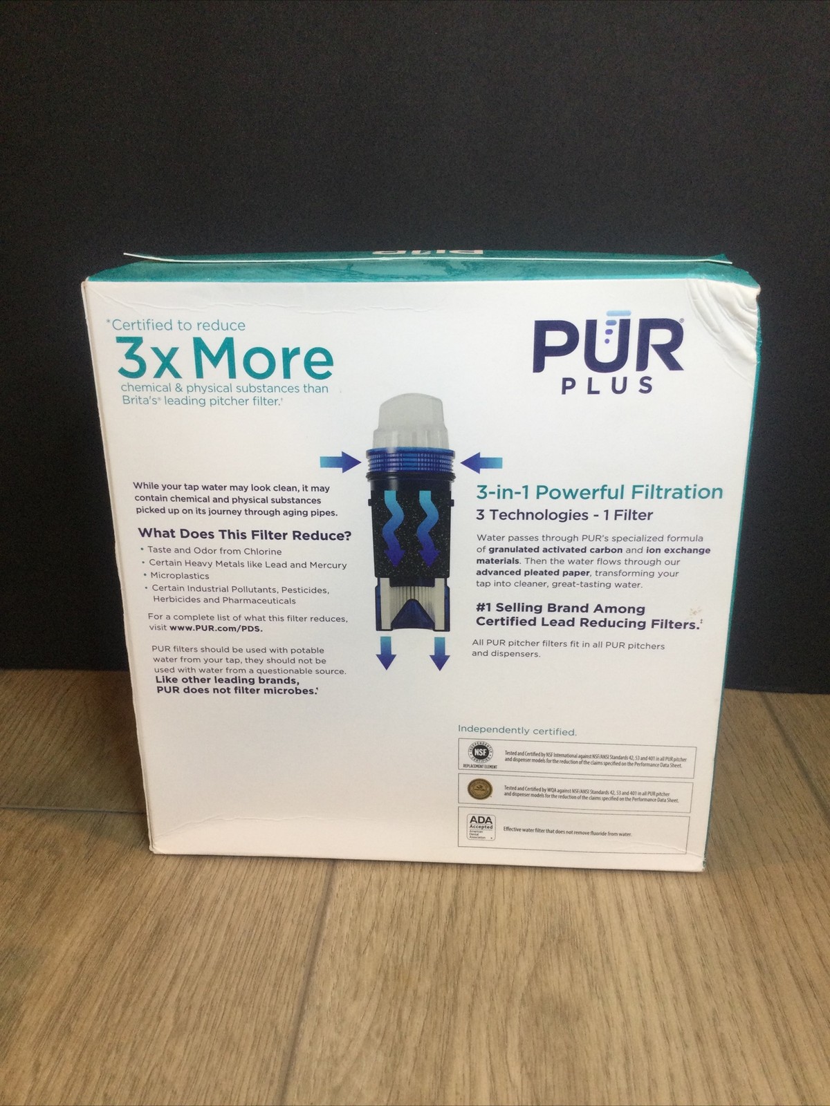 PUR PLUS 3 Count Water Filter Pitcher Replacement NSF Certified Lead Reduction