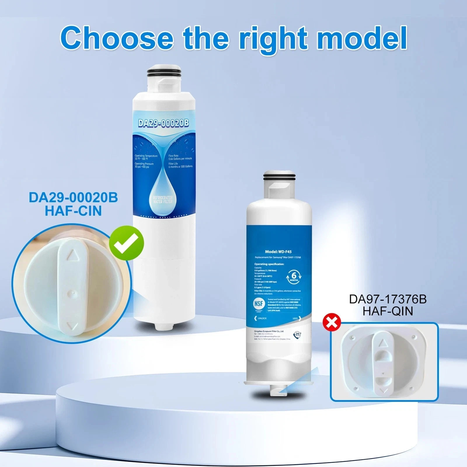 8 Pack DA29-00020B HAF-CIN/EXP Refrigerator Water Filter Fit for Samsung