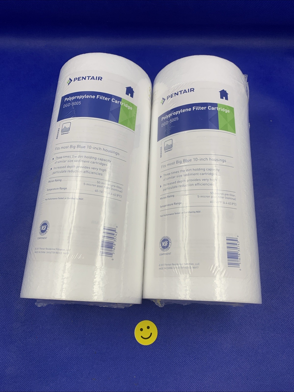 🔥2x Pentair DGD-5005 Big Blue Water Filter, 10-Inch Whole House Sediment Filter