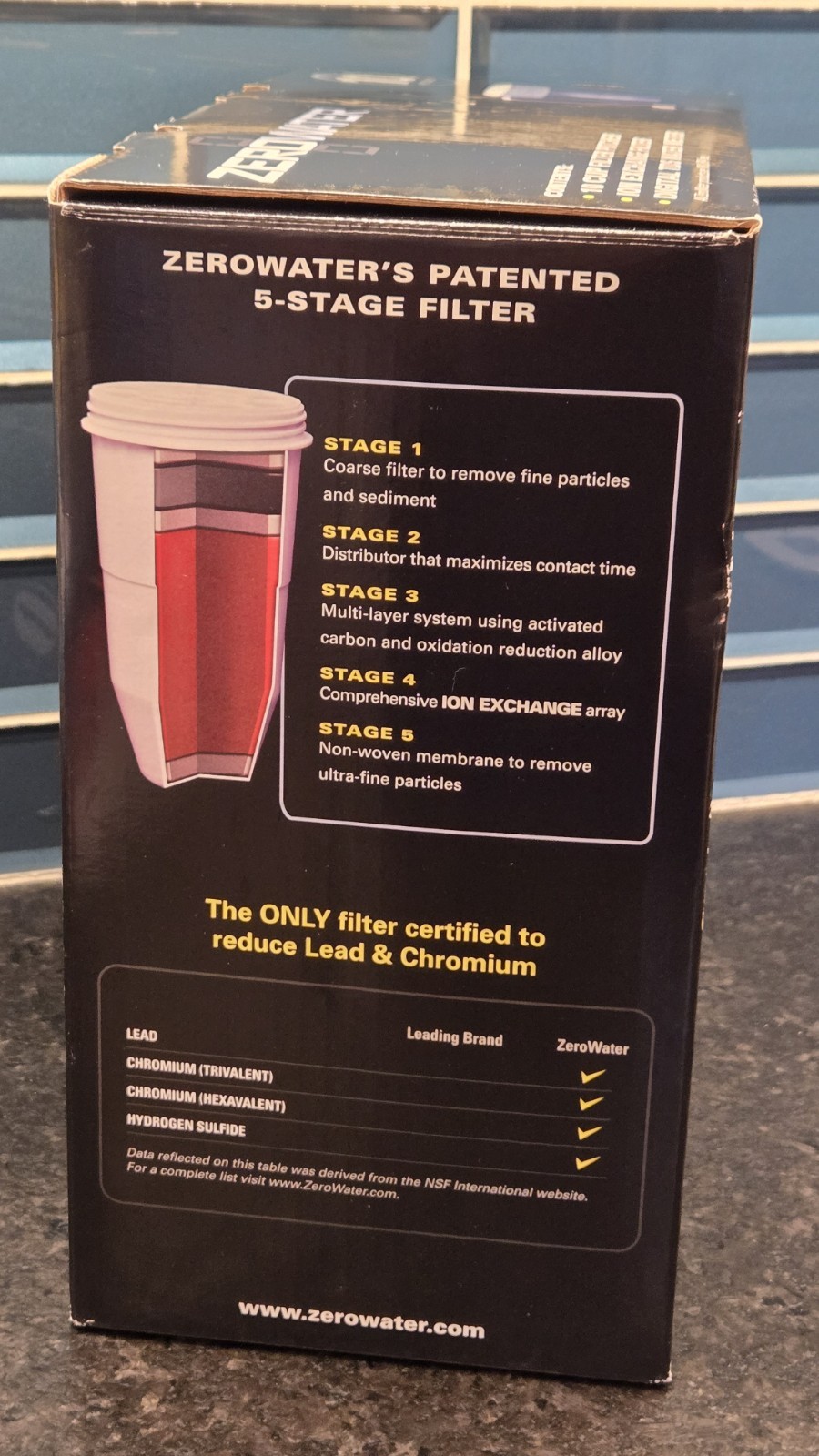 ZeroWater 10 Cup 5 Stage Water Filtration Pitcher Dispenser Water Meter & Filter
