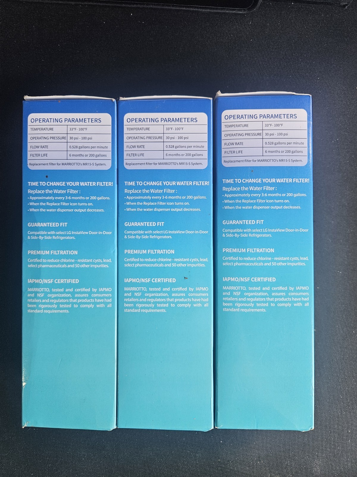 3 Pack Refrigerator Water Filter Replacement for LG LT1000P ADQ747935 200 Gallon