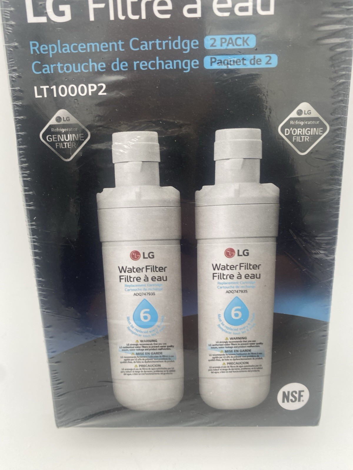 OEM LG LT1000P2 Water Filter Replacement Cartridge 2 Pack Sealed