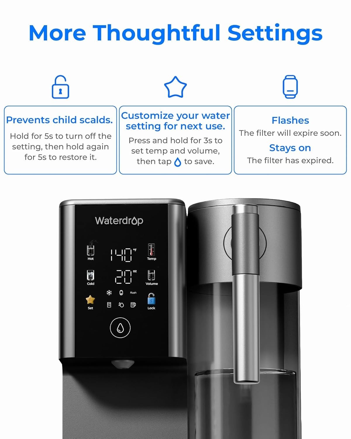Waterdrop A2G Mineral Countertop Reverse Osmosis System, Hot and Cold RO System