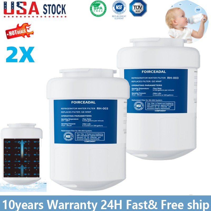 2 PACK GE MWF MWFP 46-9991 GWF Smartwater Replacement Refrigerator Water Filter
