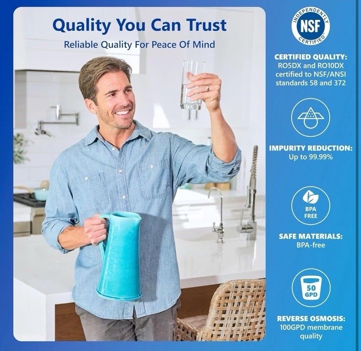 Express Water RO5DX Reverse Osmosis Filtration NSF Certified 5 Stage RO Open Box