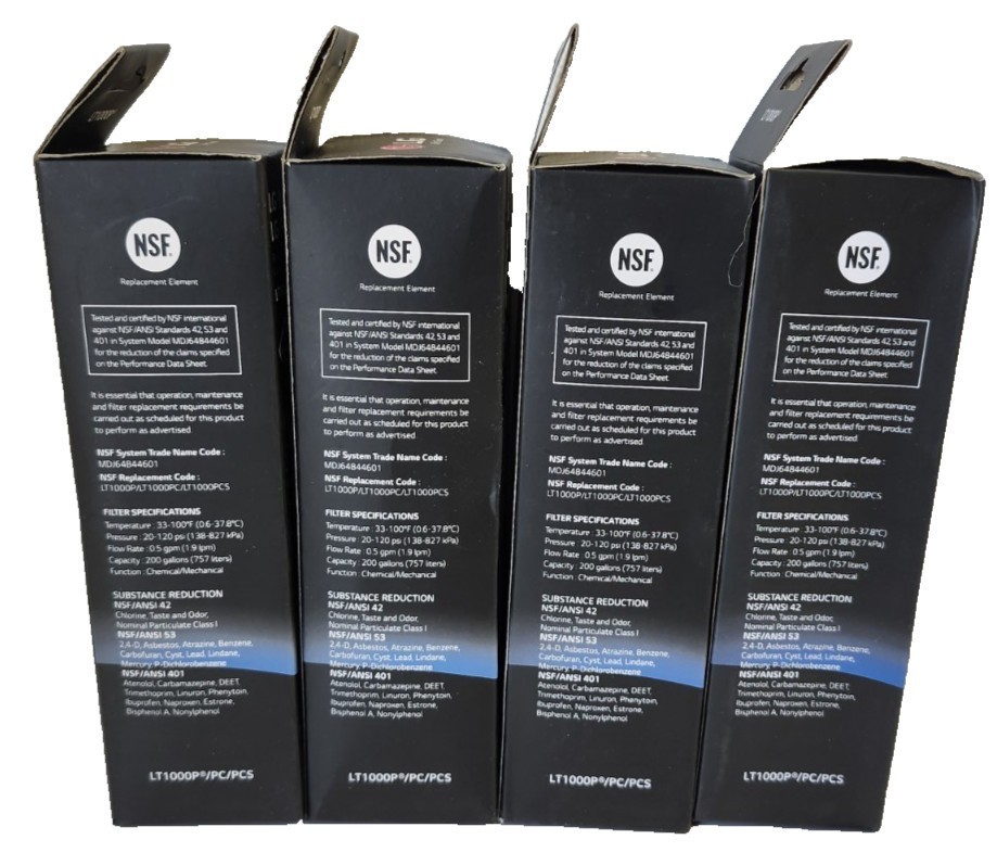 4x Genuine LG LT1000P ADQ747935 NSF Water Filter Fridge Replacement Cartridges