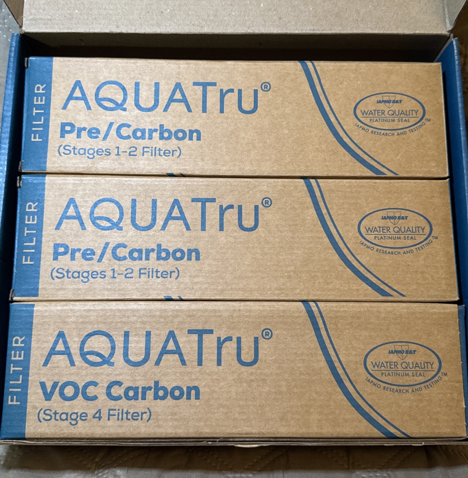 AquaTru 1-Yr Filter Combo Pack 2 Pre/Carbon Stage 1-2 & 1 VOC Carbon Stg4 Filter