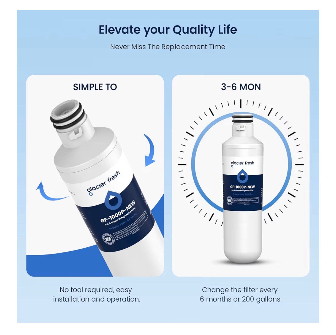 3PK WATER FILTER GF-1000-NEW LT1000PC + 4PK FILTER GLACIER FRESH ADQ73334008