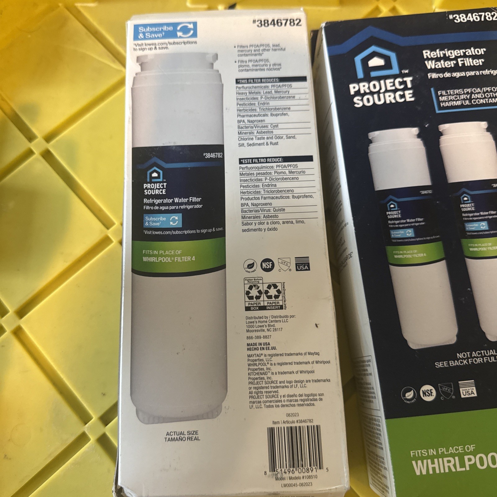 2, 2-PACKS! Project Source 3846782 M-2-2 Fridge Water Filter Whirlpool Filter 4