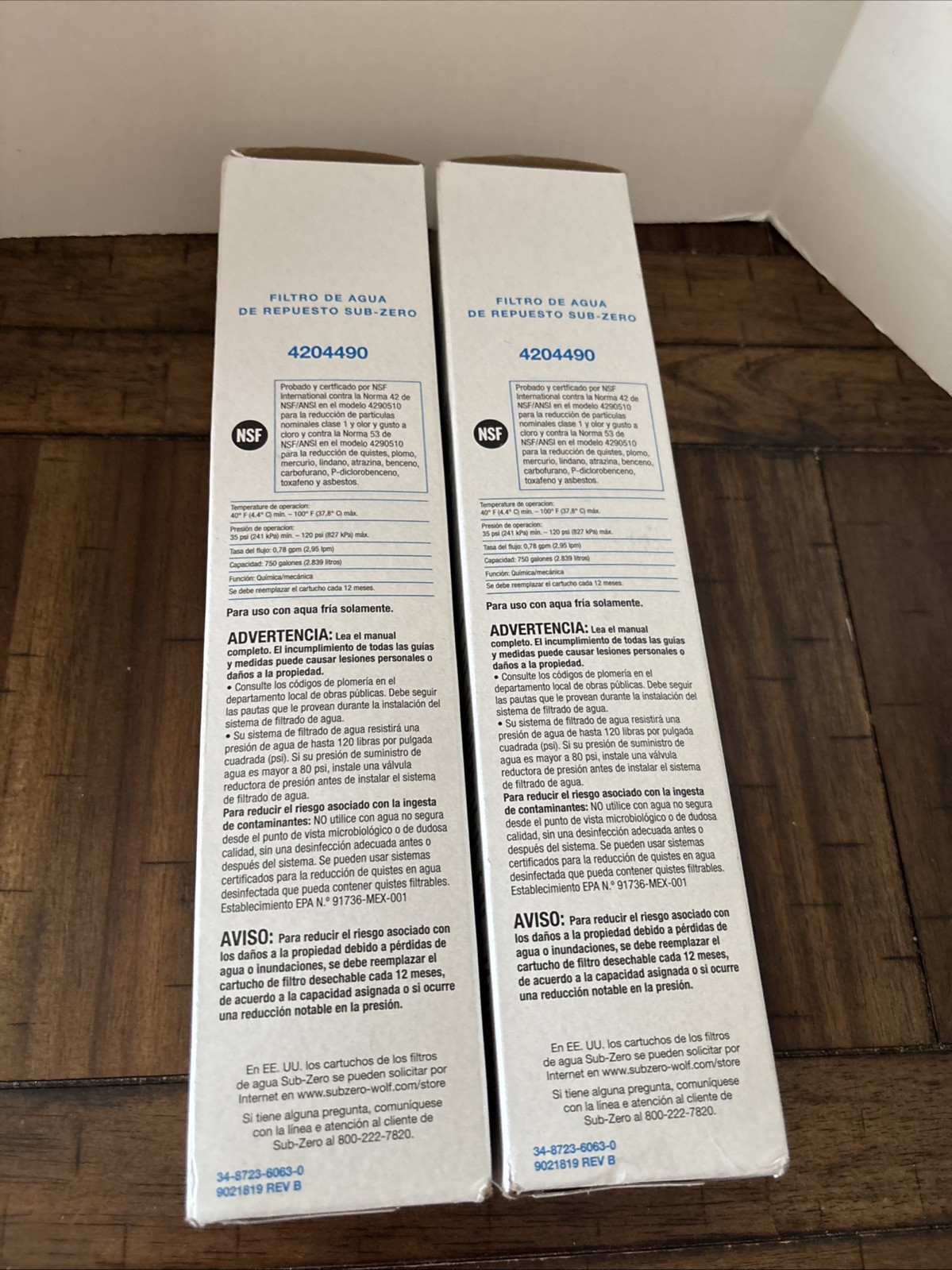 2 PACKS Sub-Zero 4204490 Refrigerator Water Filter White New USA