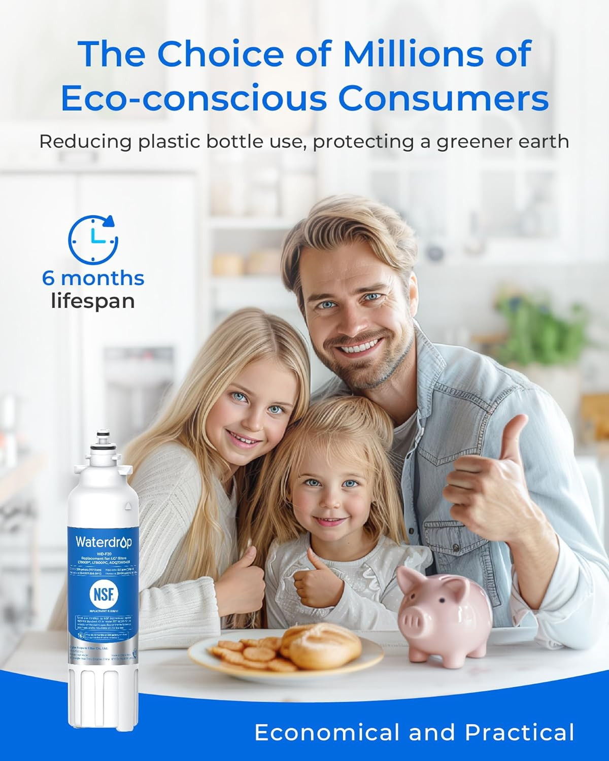 Refrigerator water filter replacement 3 pack compatible with multiple models