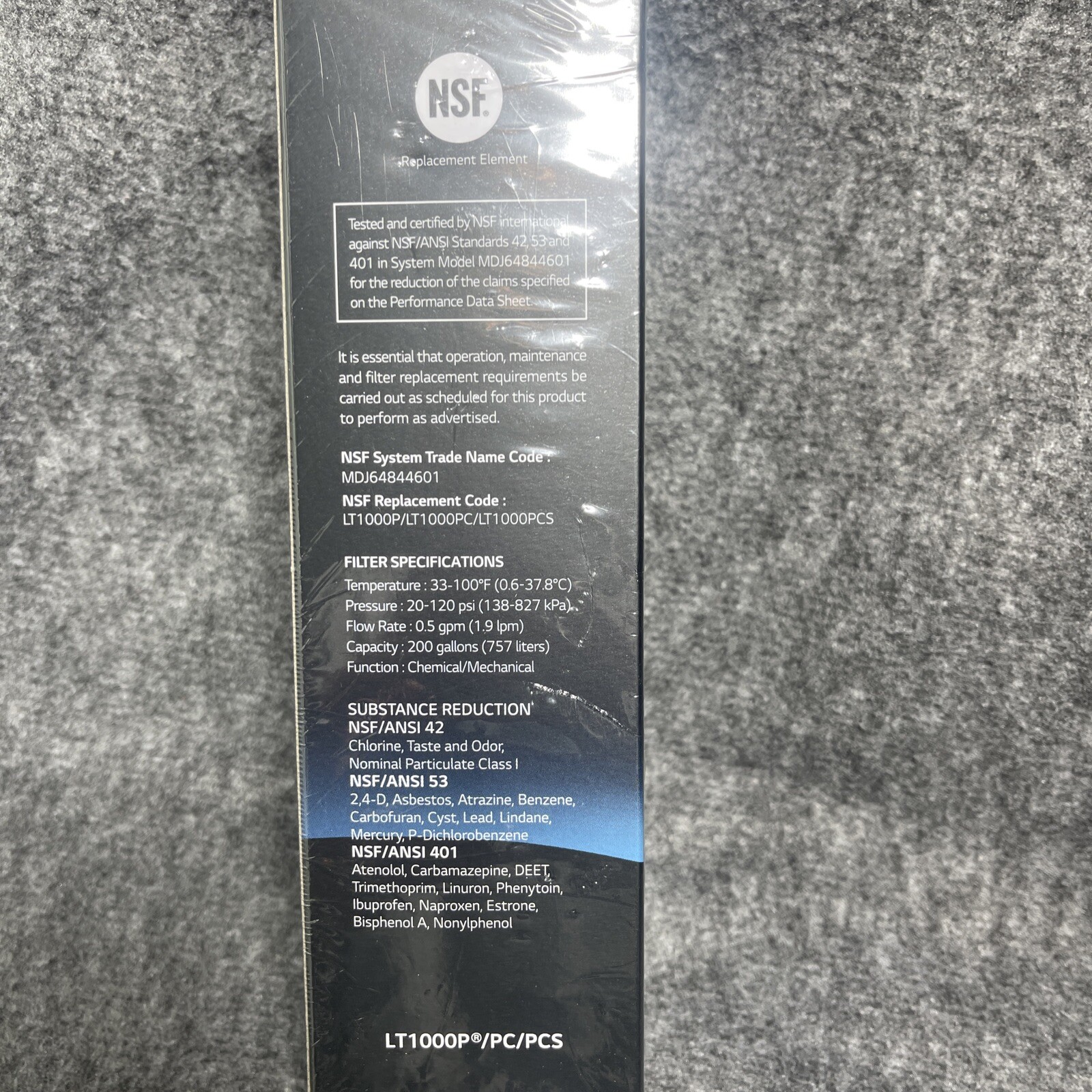 LG LT1000P 6Month / 200Gal Capacity Replacement Refrigerator Water Filter NIB