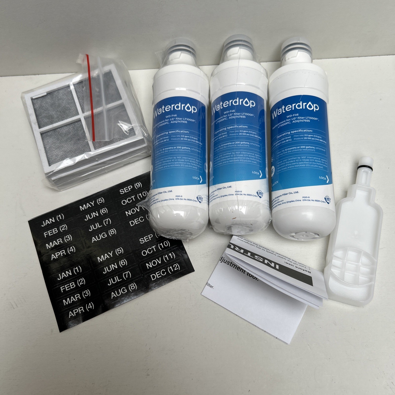 Waterdrop WD-F46 3 Water Filters , Tool, Box, Manual NEW