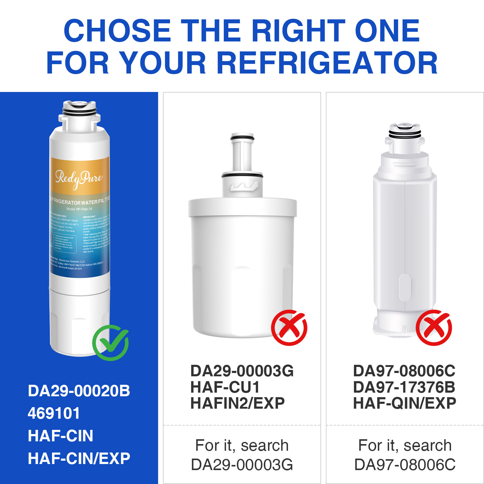 6 pcs Fit for Samsung DA29-00020A/B RF263BEAESR PL-200 Refrigerator Water Filter