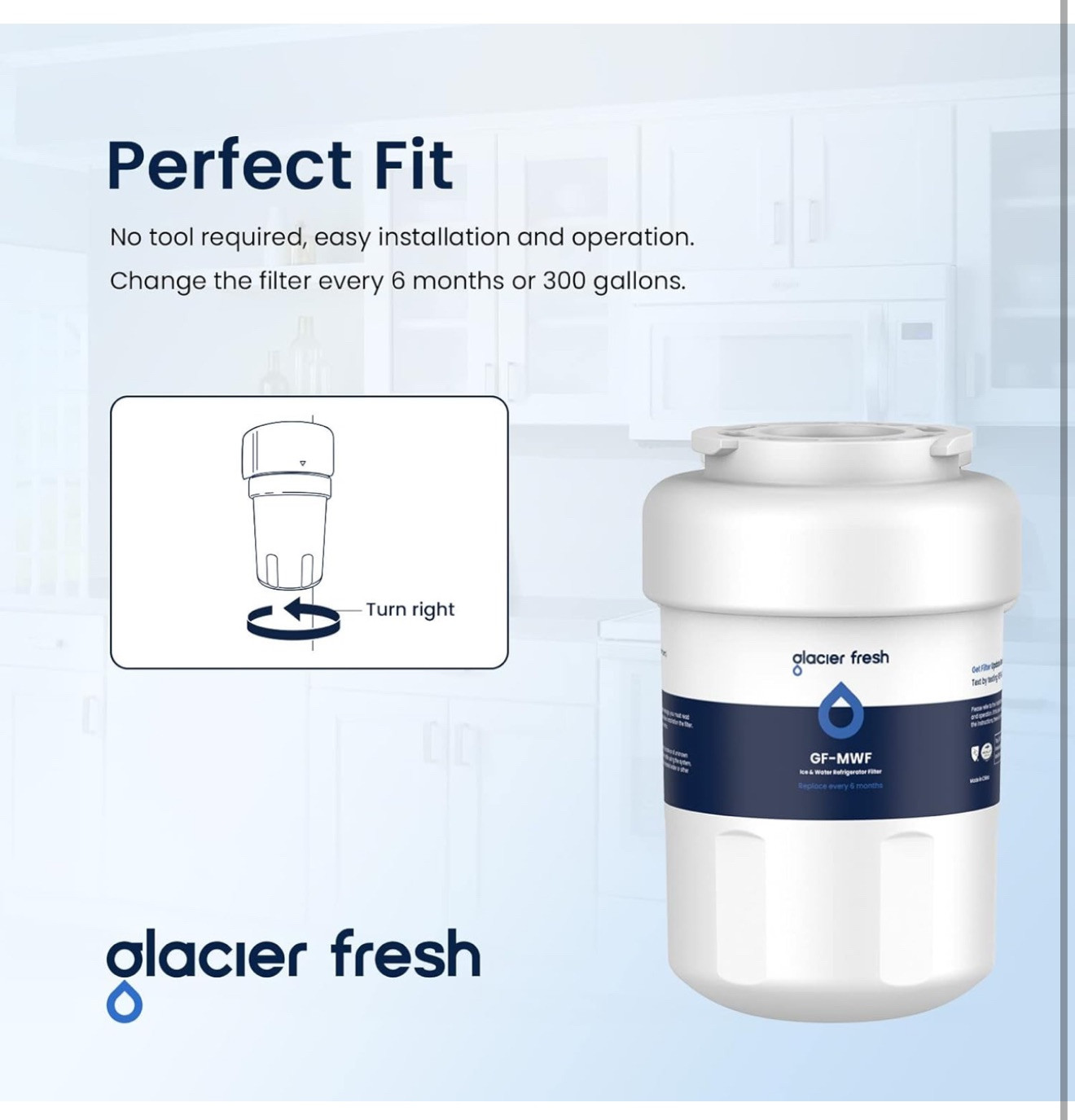 2PK GLACIER FRESH Replacement for MWF Refrigerator Water Filters, SmartWater…