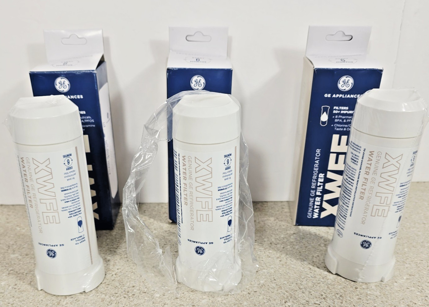 Lot Of 3 OEM GE XWFE Refrigerator Water Filter **NO RFID Chip** 2 Factory Sealed
