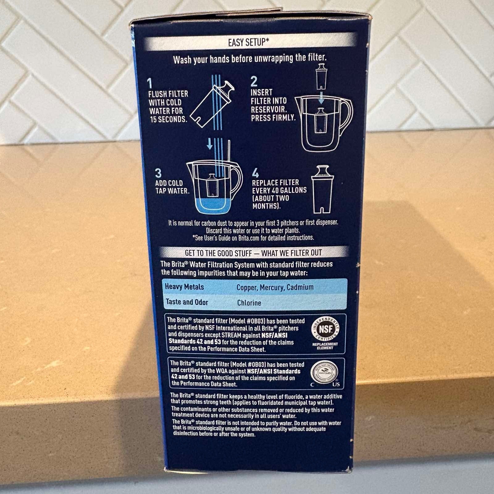 Brita Standard Water Filter Replacement OB03 4 Pack Pitcher 40 Gal each Openbox