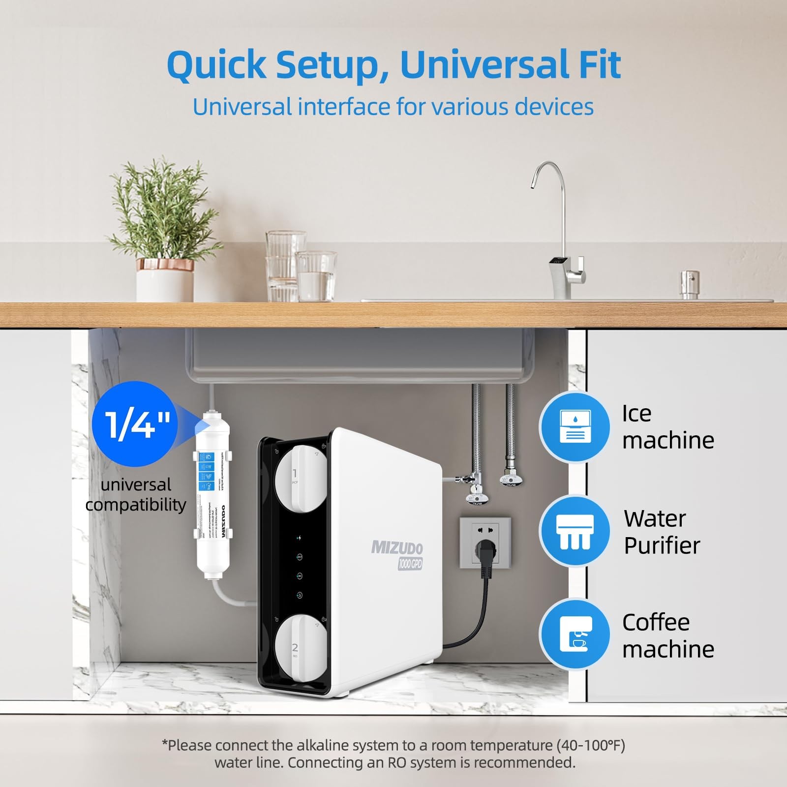 12 Months Remineralization Filter, 1/4″ Quick Connect Alkaline Filter for RO …
