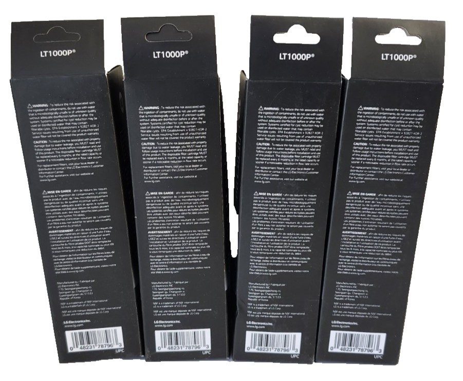 4x Genuine LG LT1000P ADQ747935 NSF Water Filter Fridge Replacement Cartridges