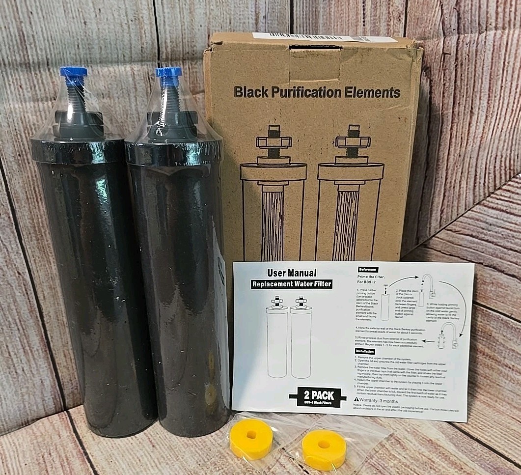 4 pcs Water Filter Replacement for Berkey BB9-2 Black Filters & PF-2 Filters